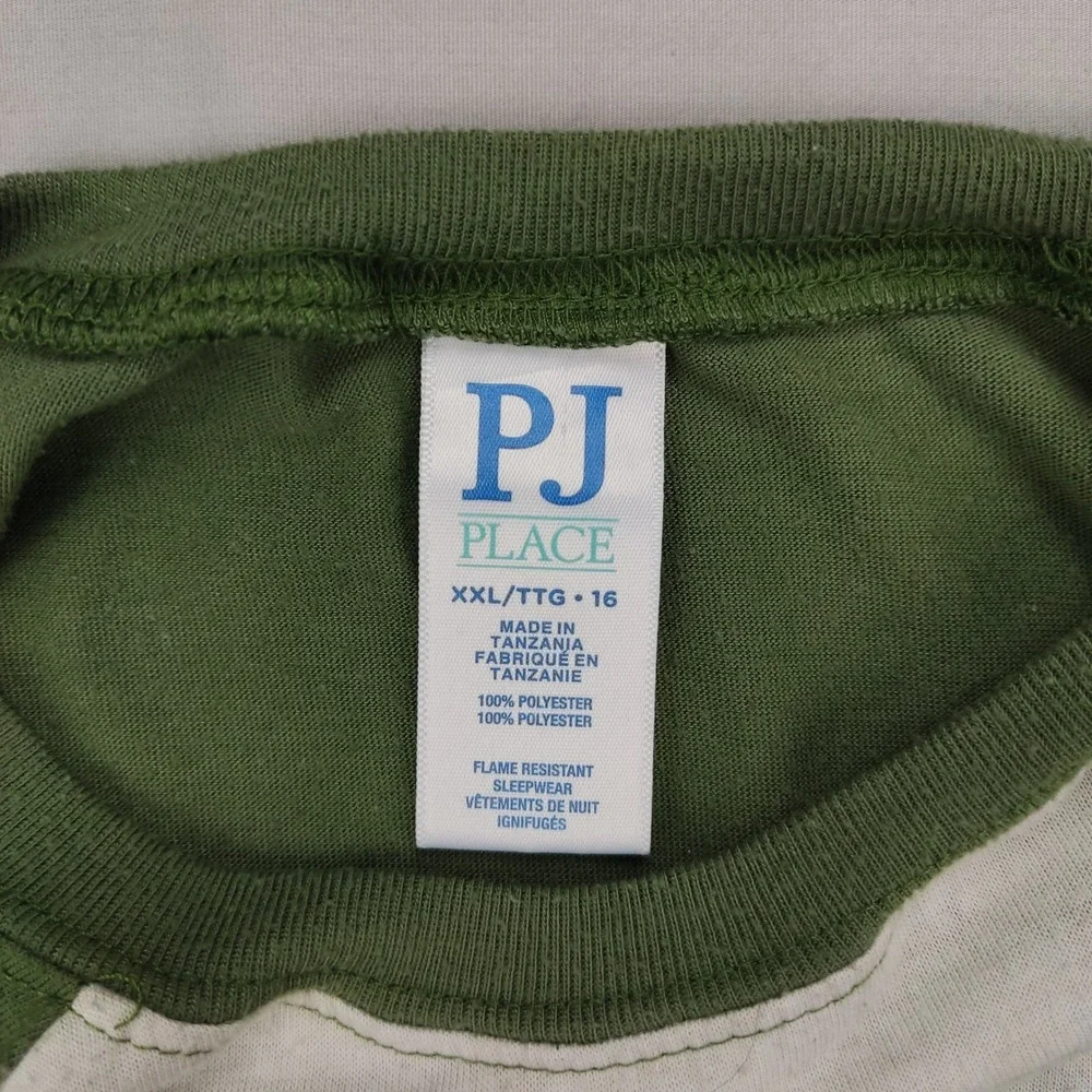PJ Place Pajama Top Boys XXL 16 Green What Up Bruh‎ Raglan Long Sleeve Sleepwear